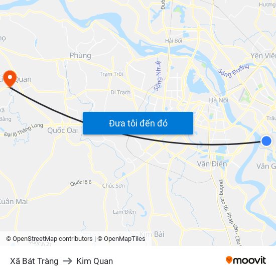 Xã Bát Tràng to Kim Quan map