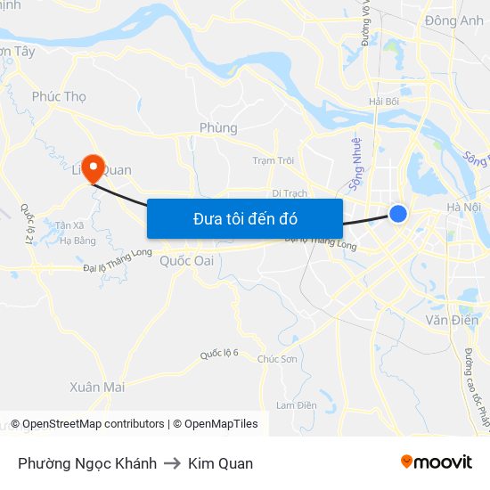Phường Ngọc Khánh to Kim Quan map