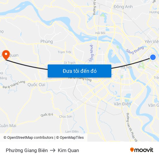 Phường Giang Biên to Kim Quan map
