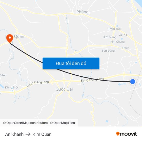 An Khánh to Kim Quan map