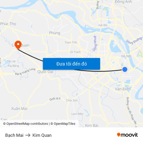 Bạch Mai to Kim Quan map