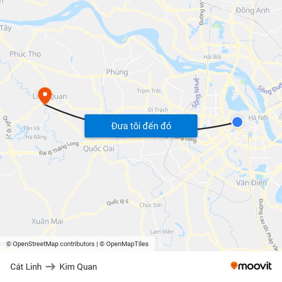 Cát Linh to Kim Quan map