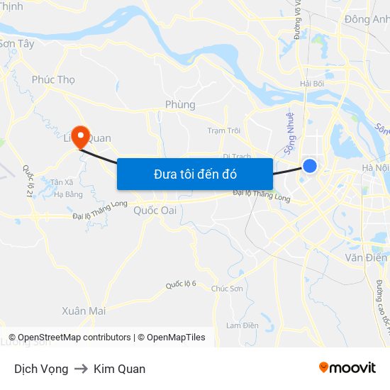 Dịch Vọng to Kim Quan map