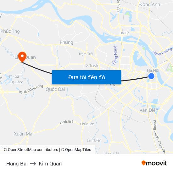Hàng Bài to Kim Quan map