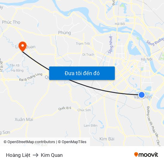 Hoàng Liệt to Kim Quan map