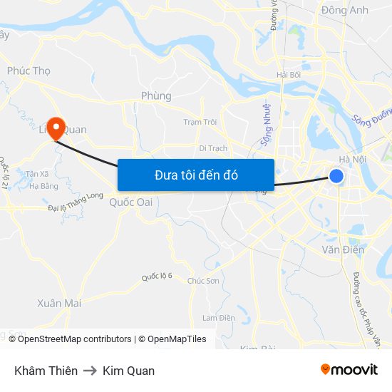 Khâm Thiên to Kim Quan map