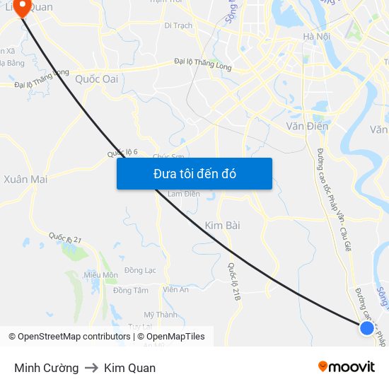 Minh Cường to Kim Quan map