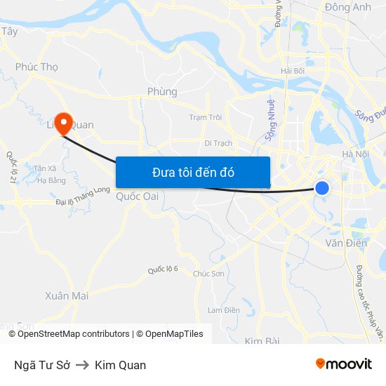 Ngã Tư Sở to Kim Quan map