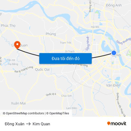 Đồng Xuân to Kim Quan map