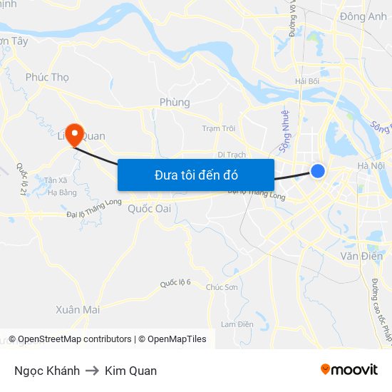 Ngọc Khánh to Kim Quan map