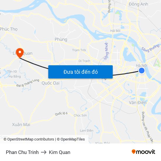 Phan Chu Trinh to Kim Quan map