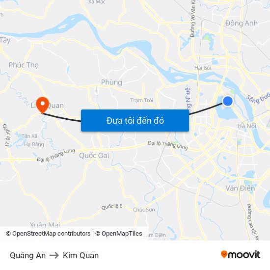 Quảng An to Kim Quan map