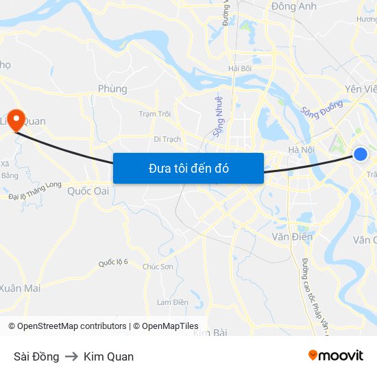 Sài Đồng to Kim Quan map