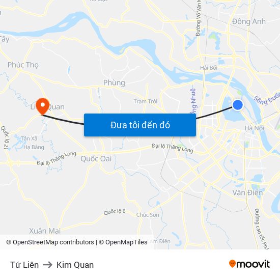 Tứ Liên to Kim Quan map