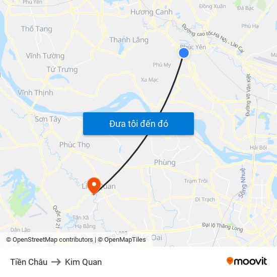 Tiền Châu to Kim Quan map