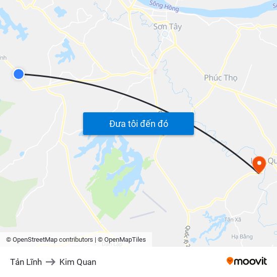 Tản Lĩnh to Kim Quan map