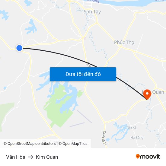 Vân Hòa to Kim Quan map