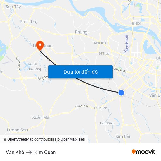 Văn Khê to Kim Quan map