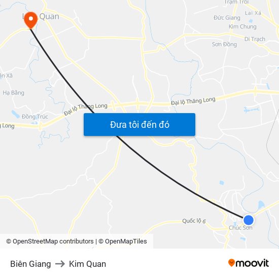 Biên Giang to Kim Quan map