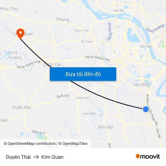 Duyên Thái to Kim Quan map