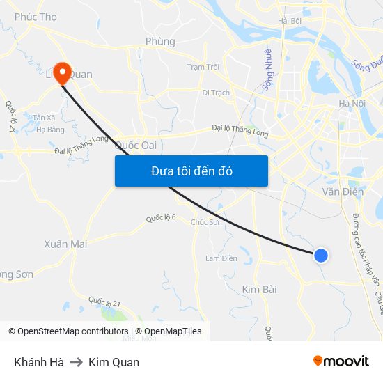 Khánh Hà to Kim Quan map