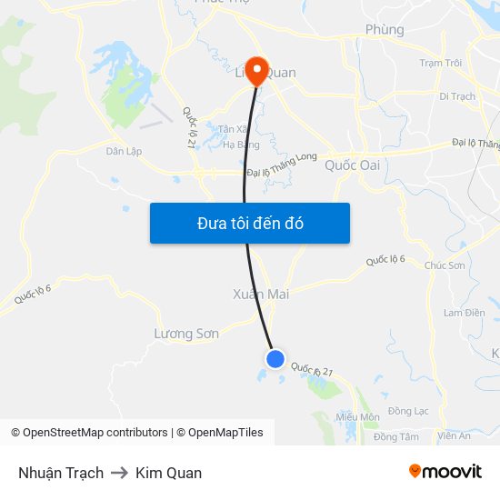 Nhuận Trạch to Kim Quan map