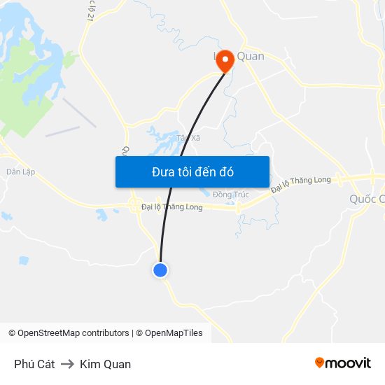 Phú Cát to Kim Quan map