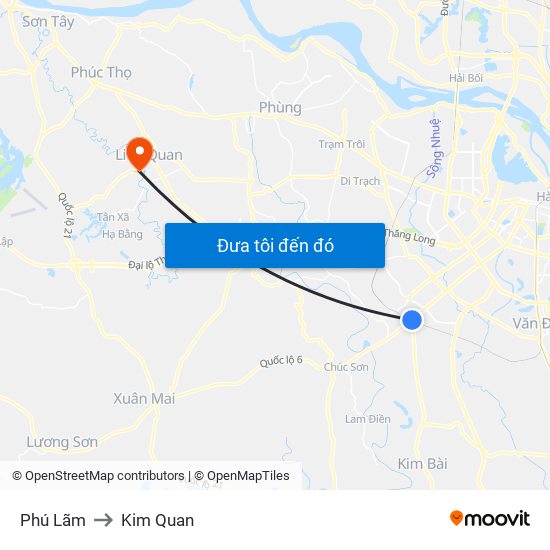 Phú Lãm to Kim Quan map