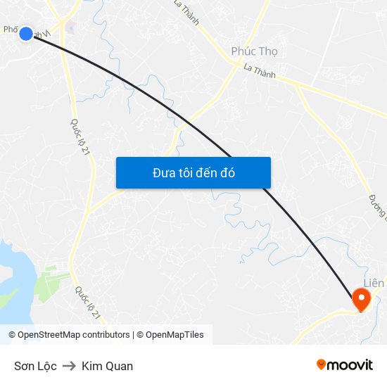Sơn Lộc to Kim Quan map