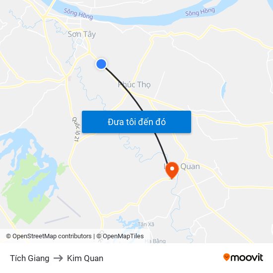 Tích Giang to Kim Quan map