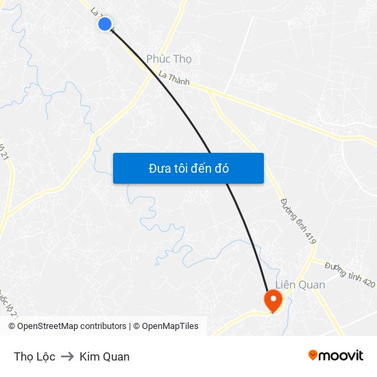 Thọ Lộc to Kim Quan map