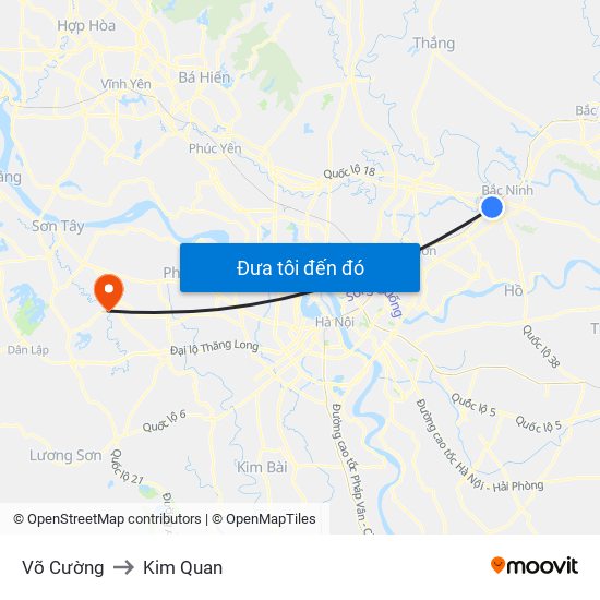 Võ Cường to Kim Quan map