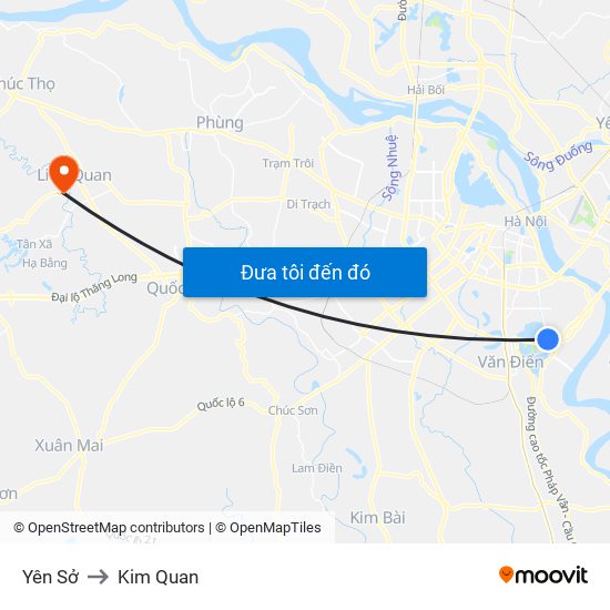 Yên Sở to Kim Quan map