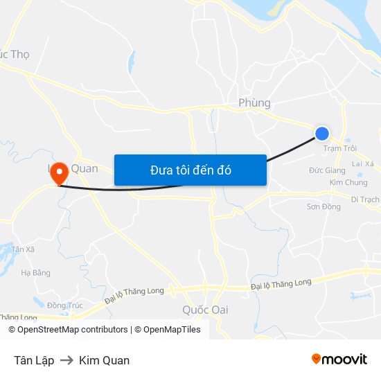 Tân Lập to Kim Quan map