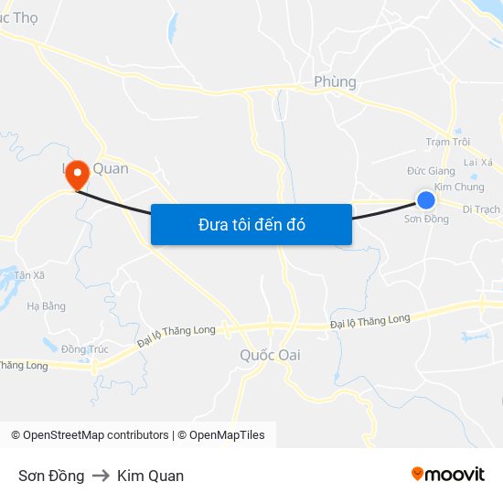 Sơn Đồng to Kim Quan map