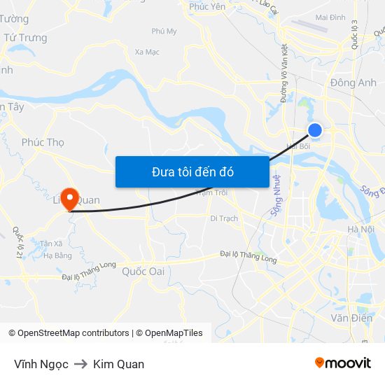 Vĩnh Ngọc to Kim Quan map