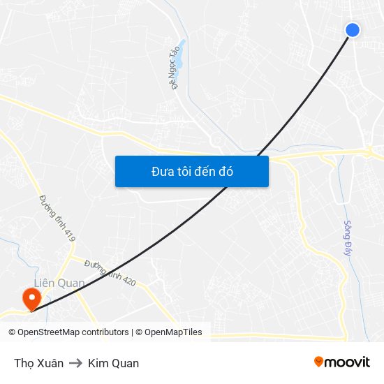 Thọ Xuân to Kim Quan map