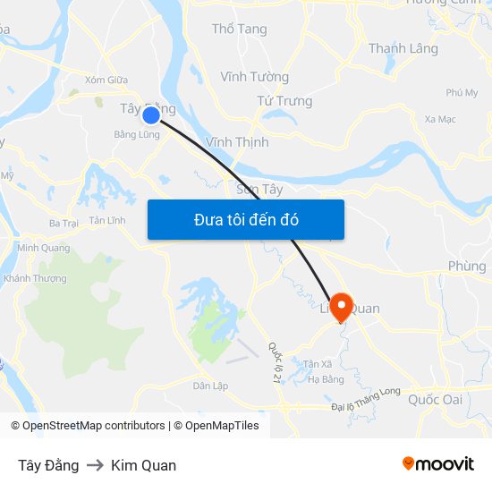 Tây Đằng to Kim Quan map