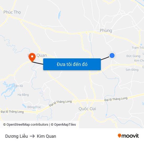 Dương Liễu to Kim Quan map