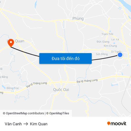 Vân Canh to Kim Quan map
