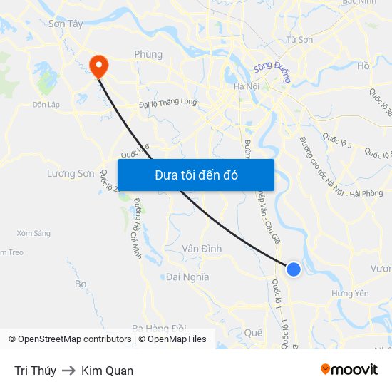 Tri Thủy to Kim Quan map