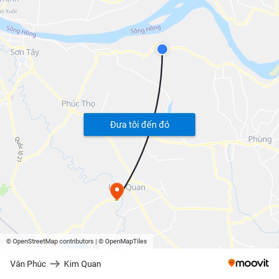Vân Phúc to Kim Quan map