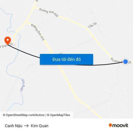 Canh Nậu to Kim Quan map