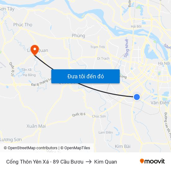 Cổng Thôn Yên Xá - 89 Cầu Bươu to Kim Quan map
