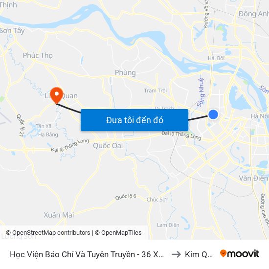 Học Viện Báo Chí Và Tuyên Truyền - 36 Xuân Thủy to Kim Quan map