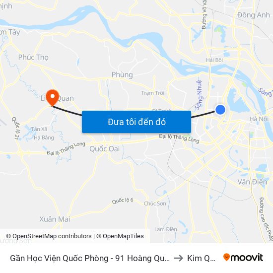 Gần Học Viện Quốc Phòng - 91 Hoàng Quốc Việt to Kim Quan map