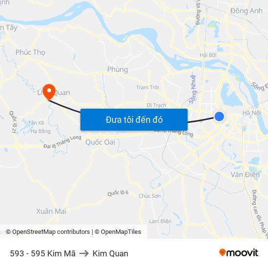 593 - 595 Kim Mã to Kim Quan map
