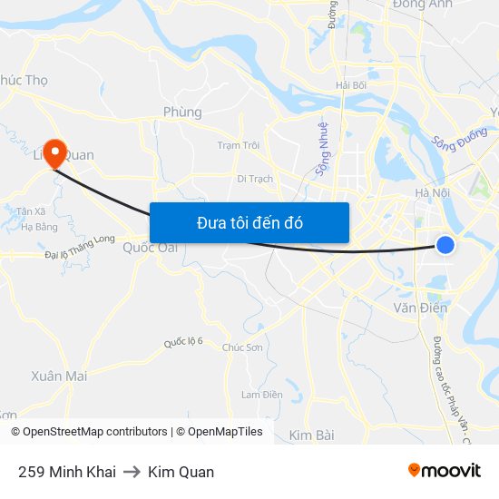 259 Minh Khai to Kim Quan map