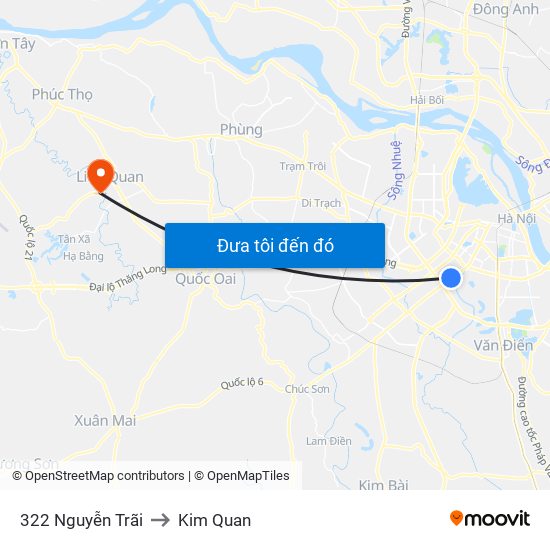 322 Nguyễn Trãi to Kim Quan map