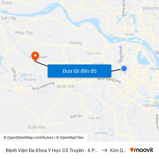 Công Ty Miwon - Phạm Hùng to Kim Quan map